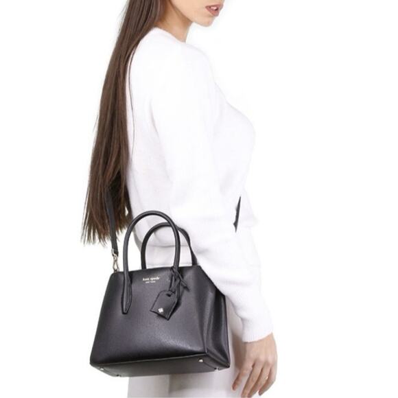Kate Spade Eva Small Top Zip Satchel Black Tote Crossbody Removable Strap Charm - Picture 3 of 14